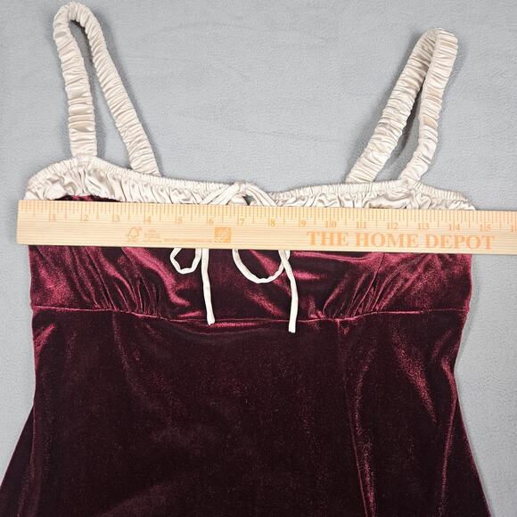 Lulus Velvet Dress Womens XS Burgundy Satin Mini Fairy Whimsical Goth Babydoll - Picture 9 of 12